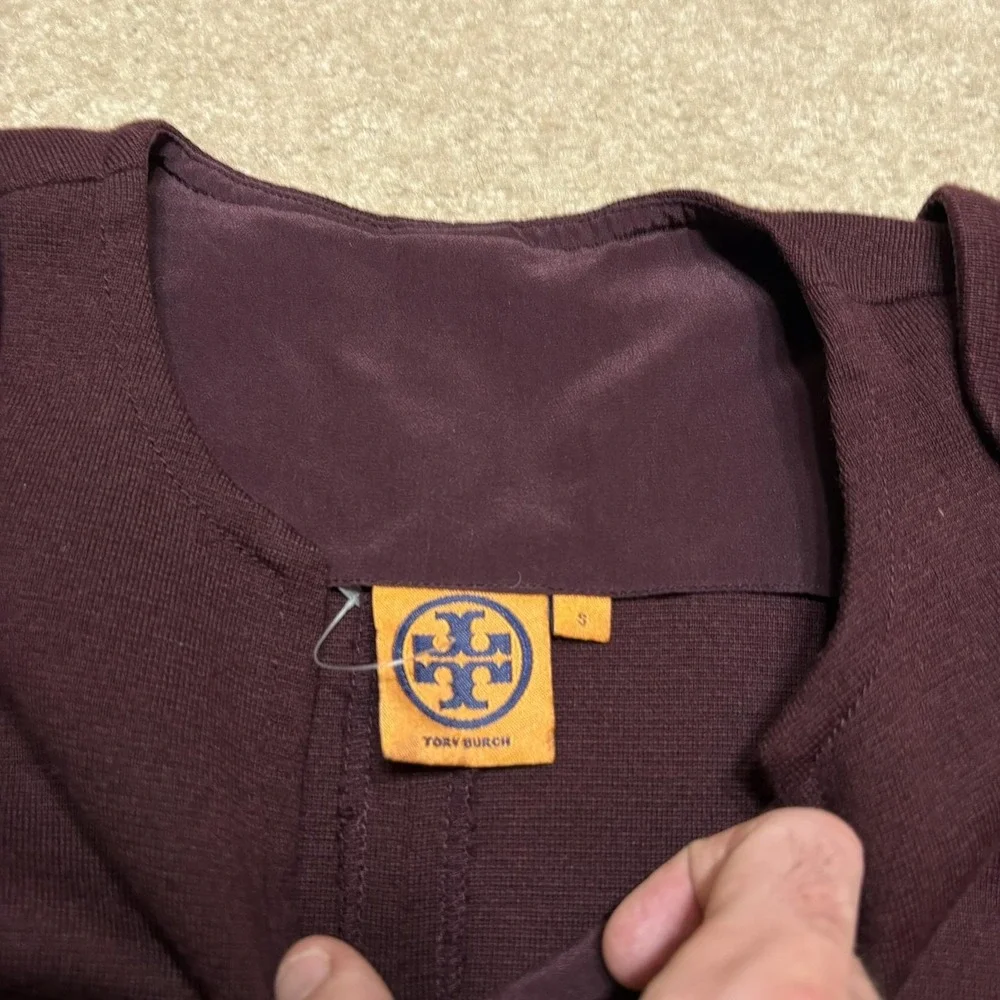 Tory Burch Dress Womens Small Plum Declan Tab Sheath Wool Blend Sleeveless Midi